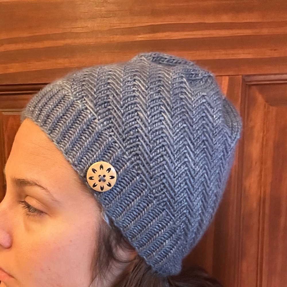 Blue Silk and Wool Handmade Hat - Picture 4 of 7